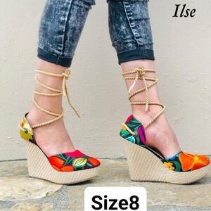 Women's Embroidery Colorful Wedge Shoes